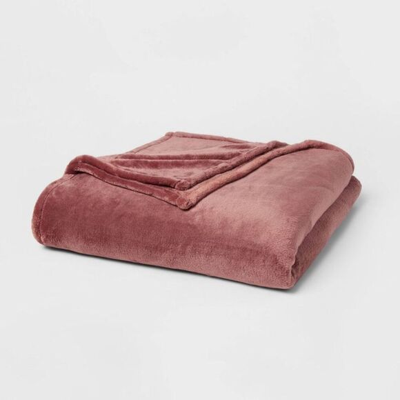 Threshold - Full/Queen Microplush Bed Blanket Berry - Threshol Berry - Picture 1 of 4